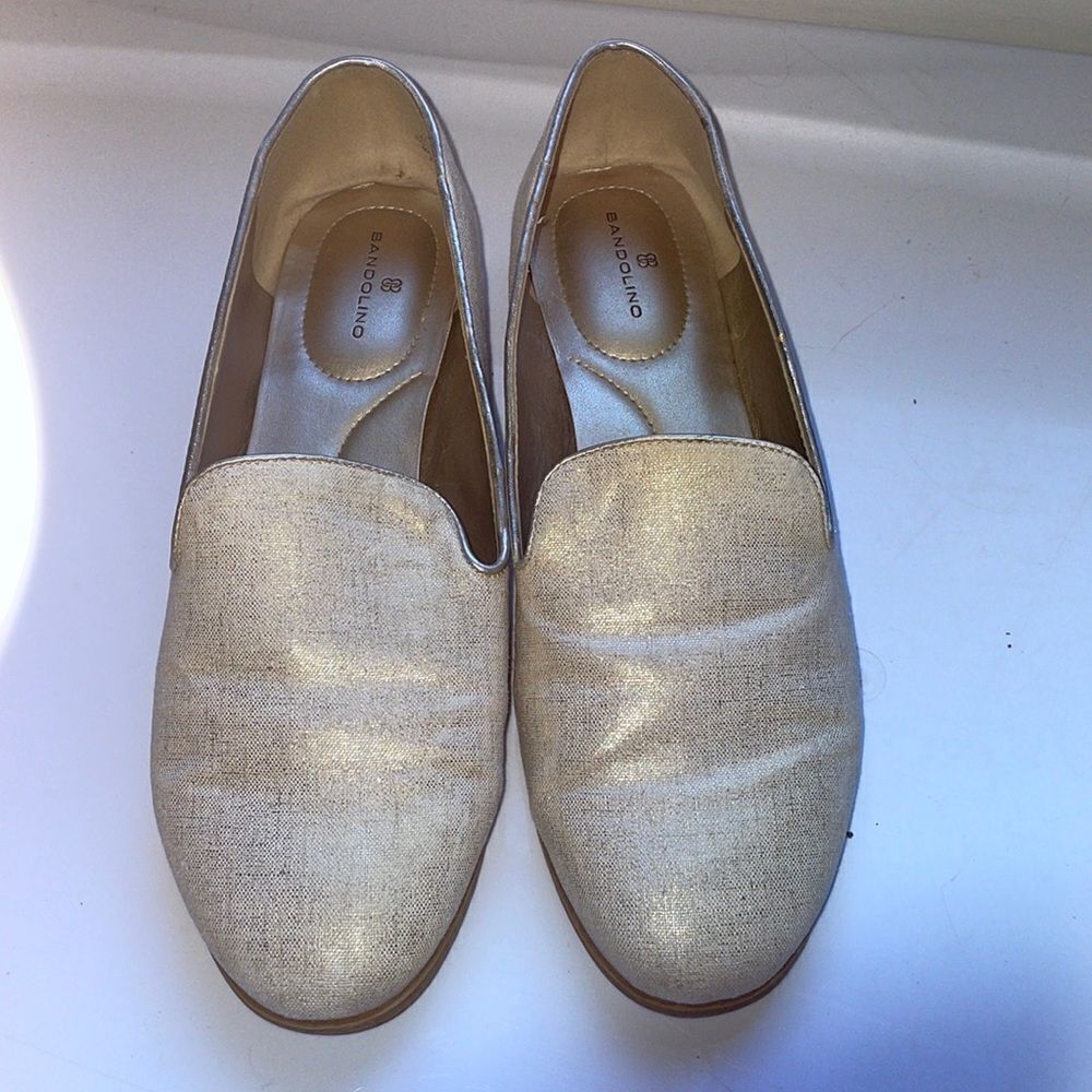 Bandolino gold slip on loafers